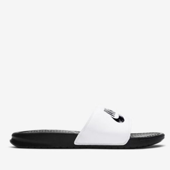 NEW Nike Benassi JDI Men\'s Size 343880-100 Black/White Slides Sandals SIZE 10 main image 4